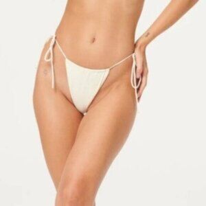 NWT Good American Women's White Tiny Ties Swim Bikini Bottoms Size 4